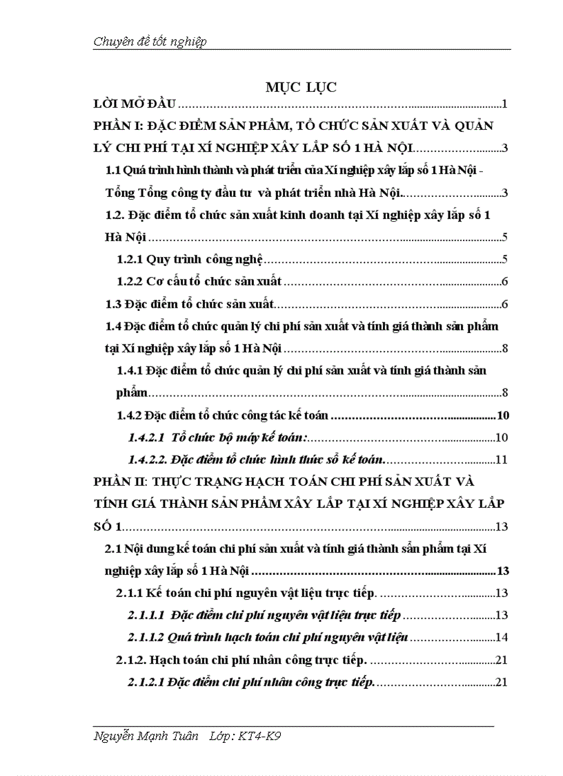 image for page Hoàn thiện hạch toán chi phí sản xuất và tính giá thành sản phẩm xây lắp tại Xí nghiệp xây lắp số 1 Hà Nội