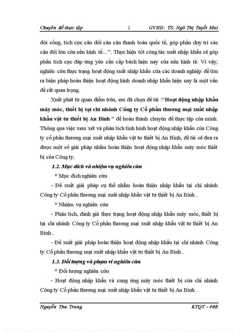 image for page Hoạt động nhập khẩu máy móc thiết bị tại chi nhánh Công ty Cổ phần thương mại xuất nhập khẩu vật tư thiết bị An Bình