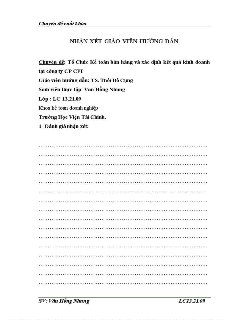 image for page Tổ chức kế toán bán hàng và xác định kết quả bán hàng ở Công ty CP CFI