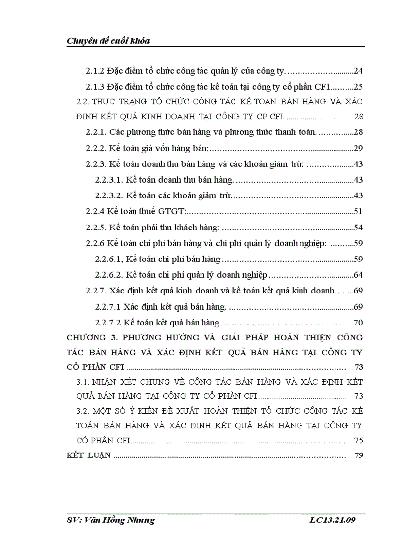 image for page Tổ chức kế toán bán hàng và xác định kết quả bán hàng ở Công ty CP CFI