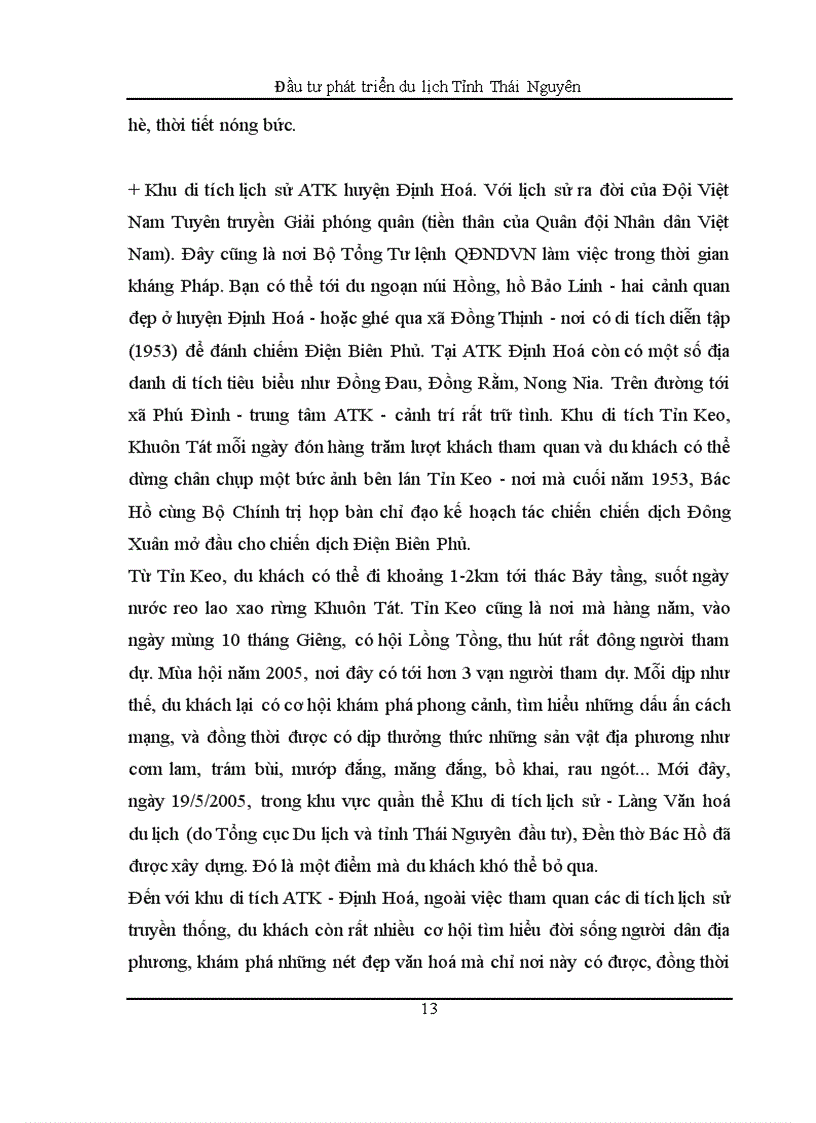 image for page Đầu tư phát triển du lịch Tỉnh Thái Nguyên