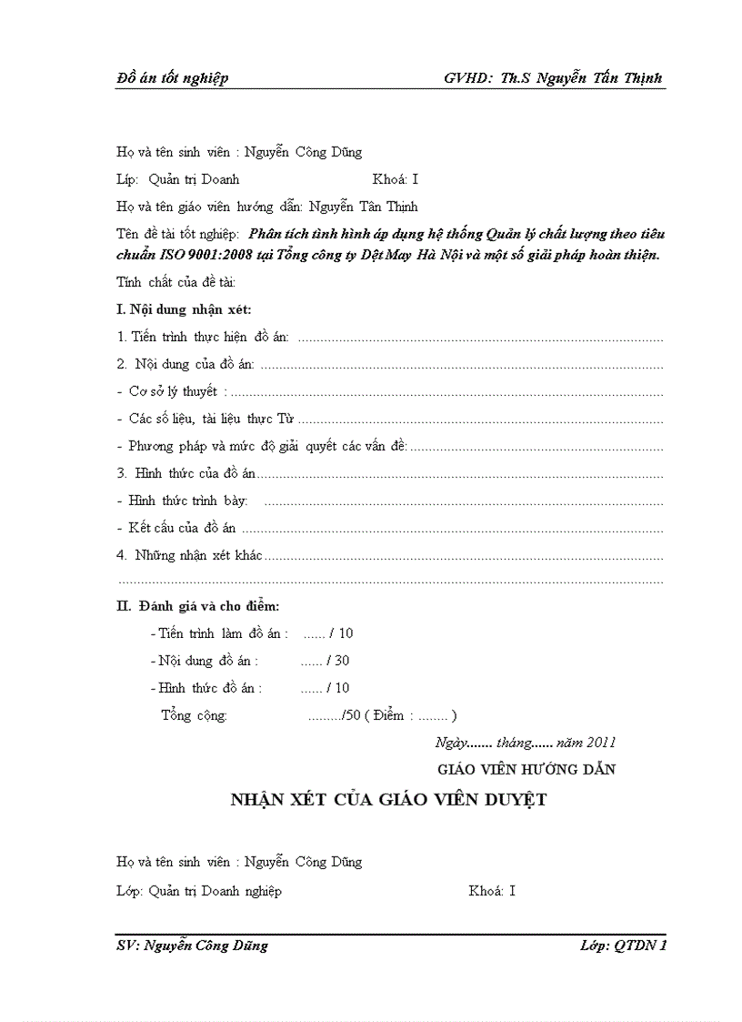image for page Phân tích tình hình áp dụng hệ thống Quản lý chất lượng theo tiêu chuẩn ISO 9001 2008 tại Tổng công ty Dệt May Hà Nội và một số giải pháp hoàn thiện