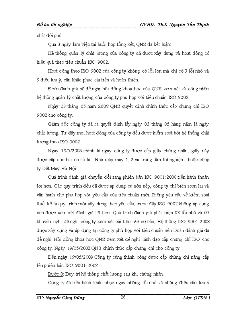 image for page Phân tích tình hình áp dụng hệ thống Quản lý chất lượng theo tiêu chuẩn ISO 9001 2008 tại Tổng công ty Dệt May Hà Nội và một số giải pháp hoàn thiện