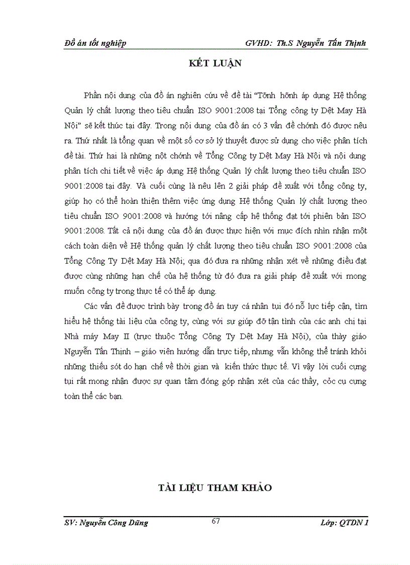 image for page Phân tích tình hình áp dụng hệ thống Quản lý chất lượng theo tiêu chuẩn ISO 9001 2008 tại Tổng công ty Dệt May Hà Nội và một số giải pháp hoàn thiện