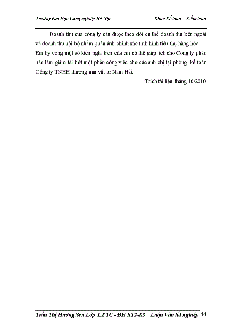 image for page Hoàn thiện kế toán bán hàng và xác định kết quả tại công ty TNHH thương mại vật tư nam hải