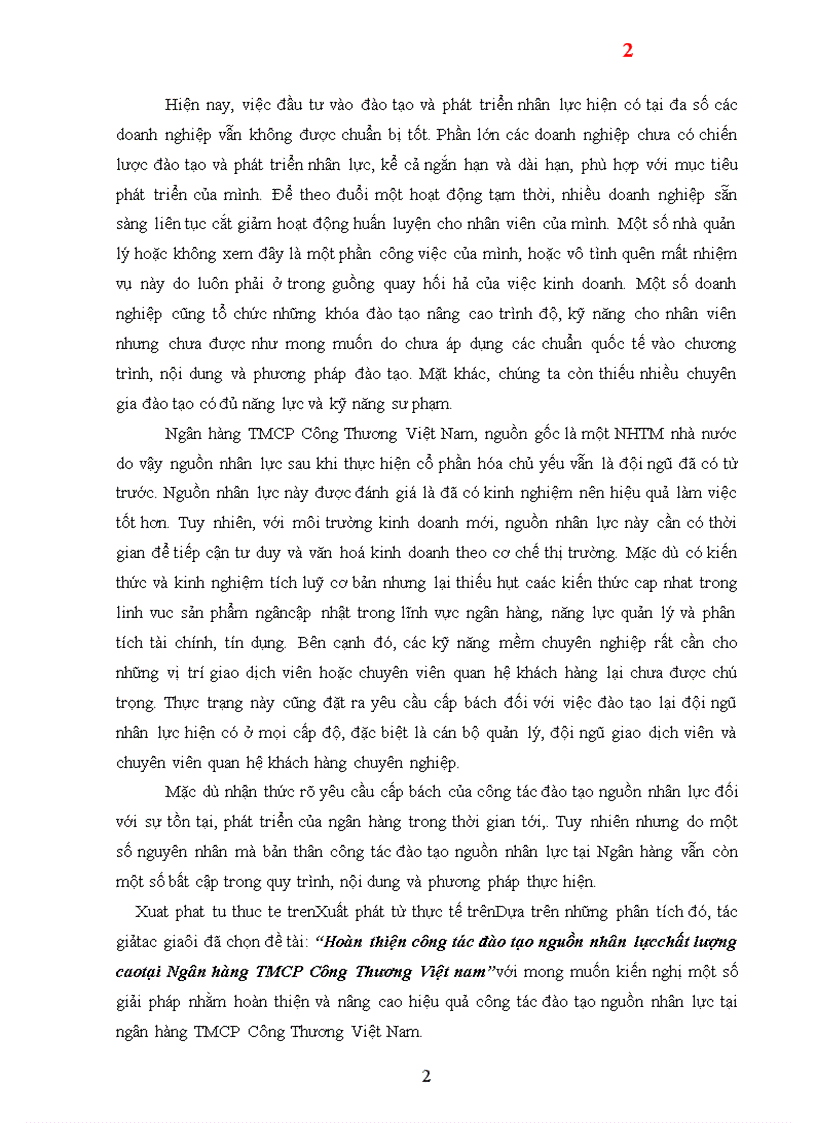 image for page Hoàn thiện công tác đào tạo nguồn nhân lực chất lượng cao tại Ngân hàng TMCP Công Thương Việt nam 1