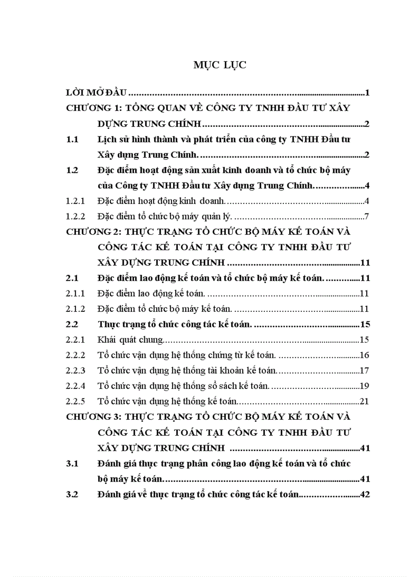 image for page Đánh giá thực trạng tổ chức bộ máy kế toán và công tác kế toán tại Công ty TNHH Đầu tư Xây dựng Trung Chính