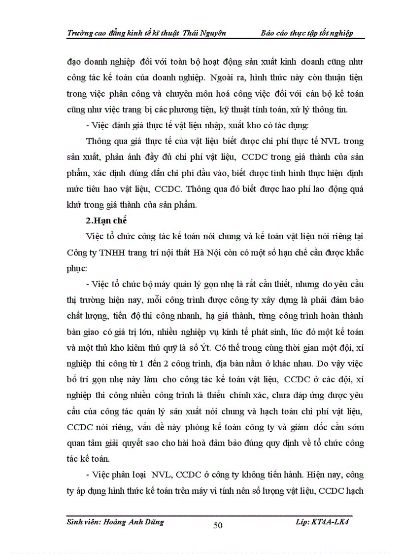 image for page Tổ chức công tác kế toán nguyên vật liệu và các biện pháp hoàn thiện tại Công ty trỏch nhiệm hữu hạn trang trớ nội thất Hà Nội HANOIDERCO