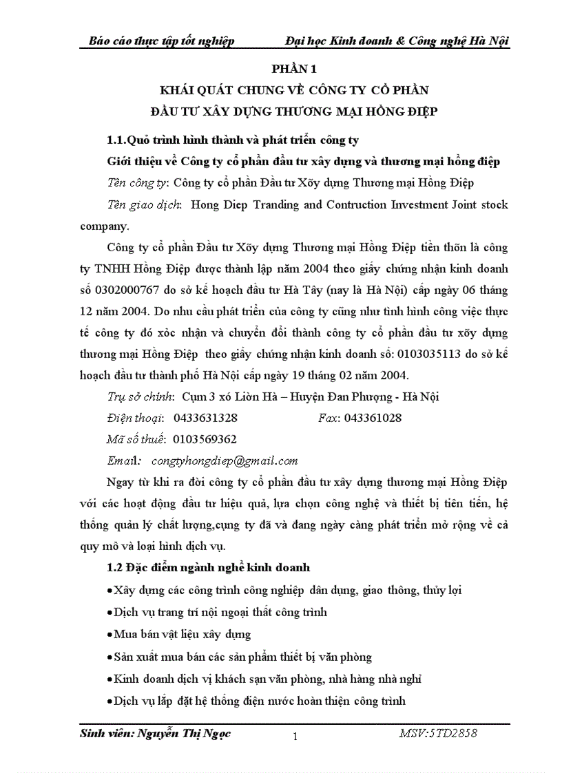 image for page Thực trạng công tác kế toán Công ty cổ phần Đầu tư Xây dựng Thương mại Hồng Điệp