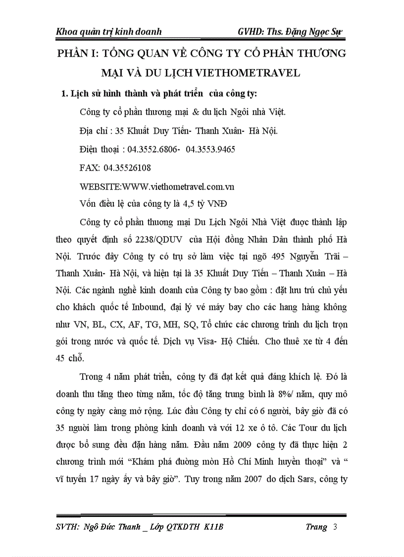 image for page Một số đề xuất nhằm nâng cao chất lượng của công ty VietHomeTravel