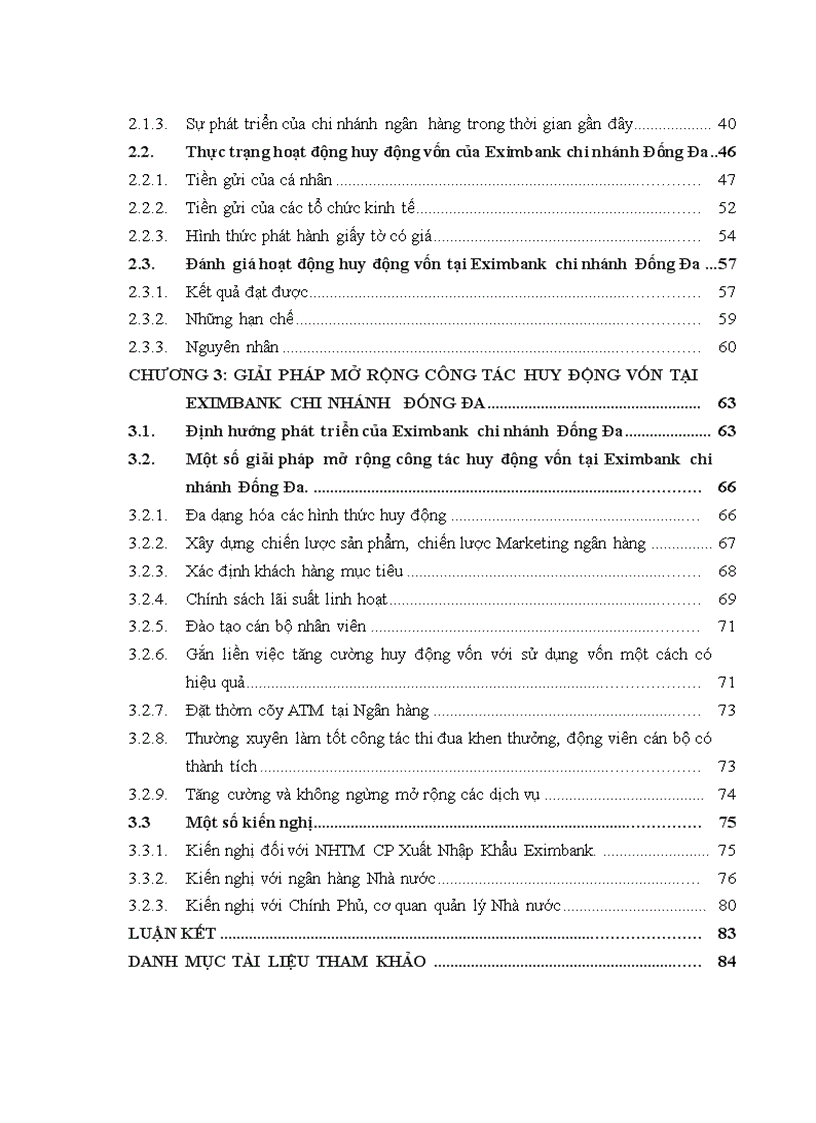 Giải pháp mở rộng hoạt động huy động vốn tại ngân hàng Xuất Nhập khẩu Eximbank chi nhánh Đống Đa 1