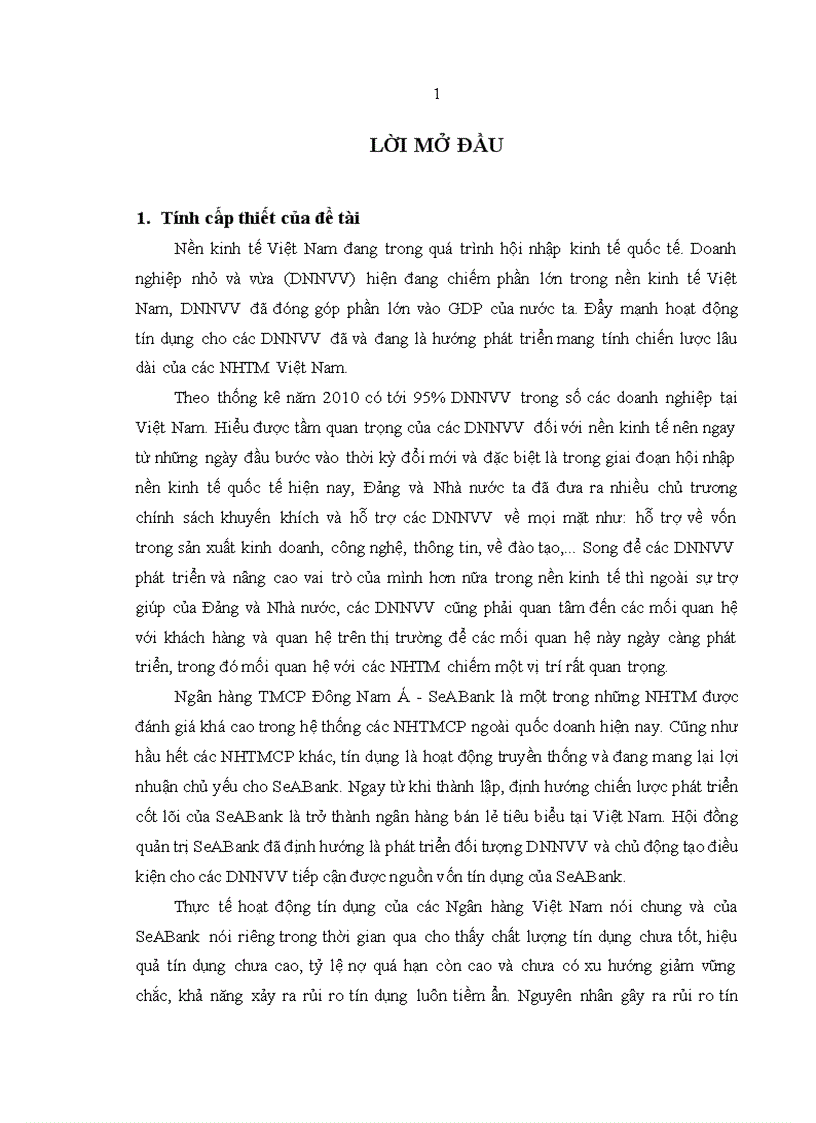 image for page Hạn chế rủi ro Tín dụng tại Ngân hàng Thương mại cổ phần Đông Nam Á SeABank đối với Doanh nghiệp nhỏ và vừa