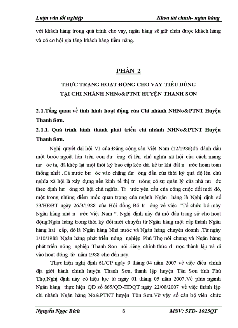 image for page Mở rộng cho vay tiêu dùng tại Ngân hàng Nông nghiệp và Phát triển nông thôn huyện Thanh Sơn tỉnh Phú Thọ