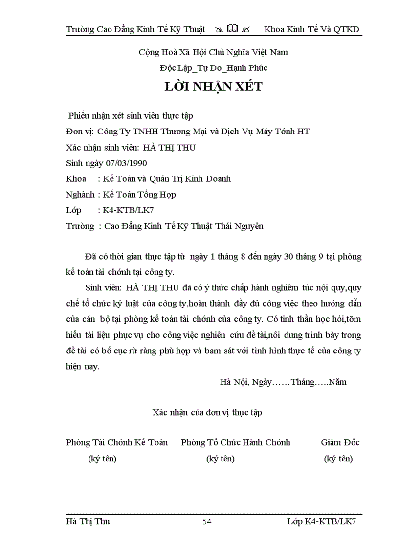 image for page Thực trạng công tác hạch toán chi phí và giá thành sản phẩm tại Công Ty TNHH Thương Mại và Dịch Vụ Máy Tính HT