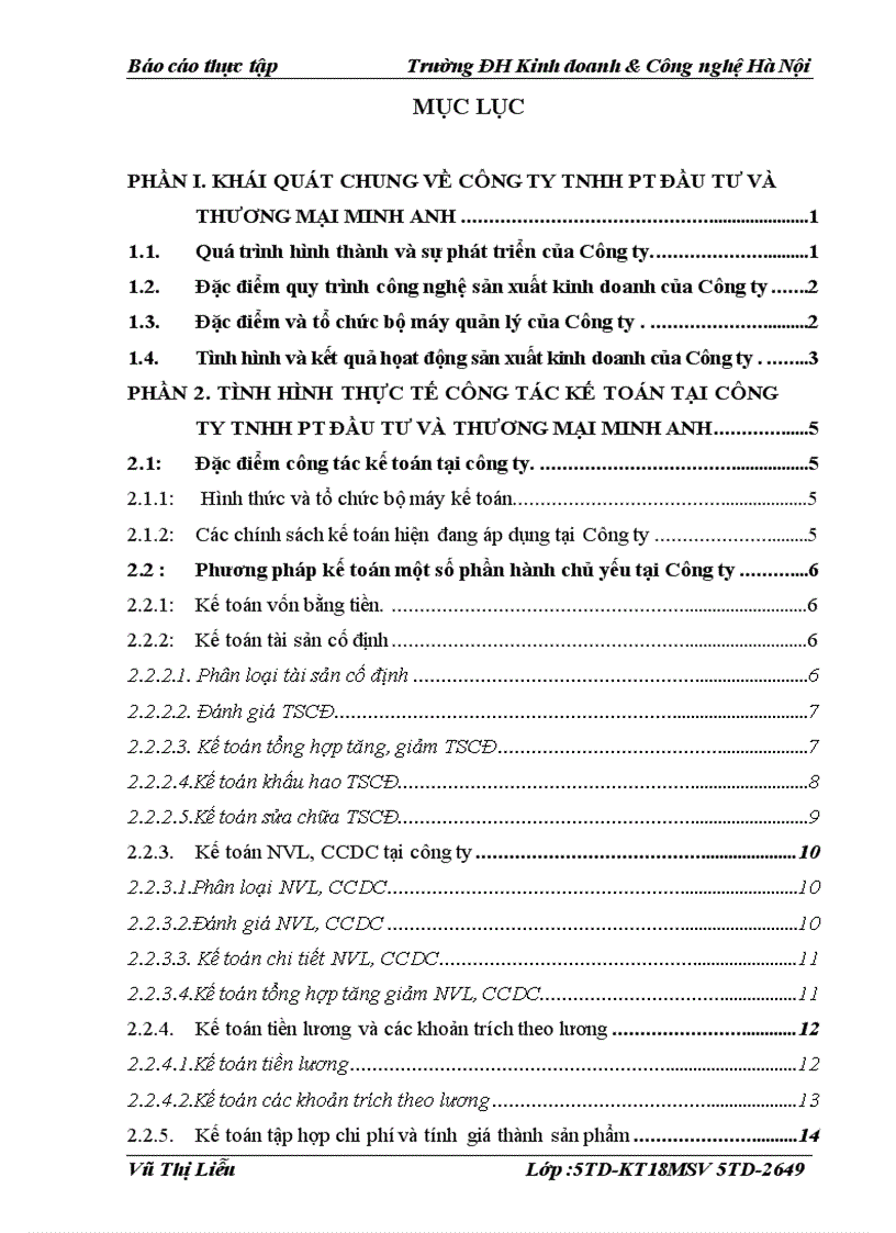 image for page Tình hình tổ chức bộ máy kế toán và công tác kế toán tại Công ty TNHH PT Đầu Tư Và Thương Mại Minh Anh