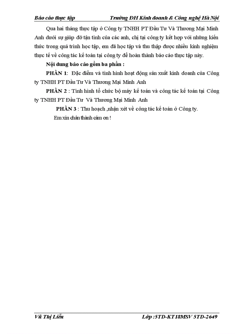image for page Tình hình tổ chức bộ máy kế toán và công tác kế toán tại Công ty TNHH PT Đầu Tư Và Thương Mại Minh Anh