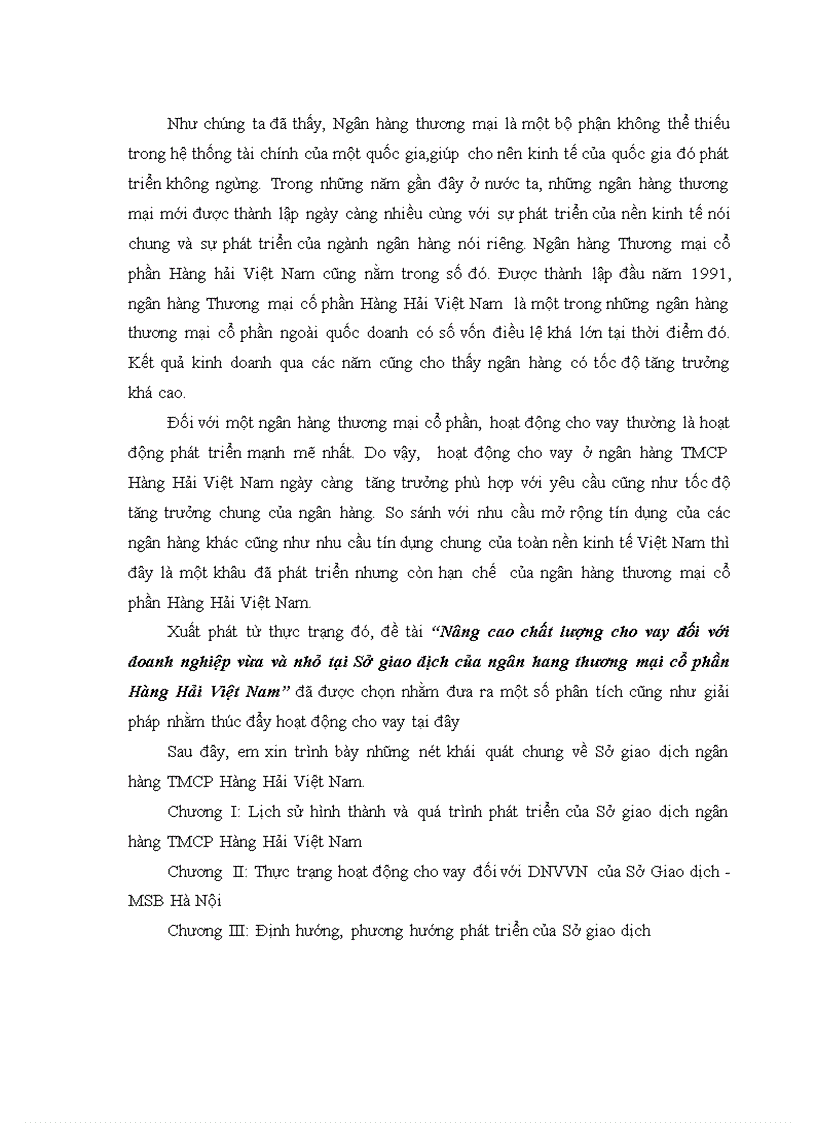 image for page Nâng cao chất lượng cho vay đối với doanh nghiệp vừa và nhỏ tại Sở giao dịch của ngân hang thương mại cổ phần Hàng Hải Việt Nam 3