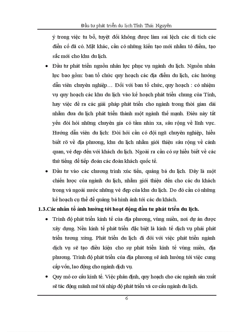 image for page Đầu tư phát triển du lịch Tỉnh Thái Nguyên 1