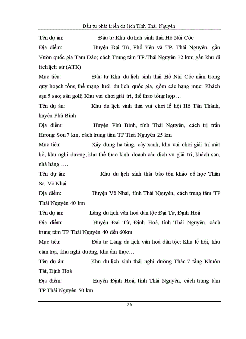 image for page Đầu tư phát triển du lịch Tỉnh Thái Nguyên 1