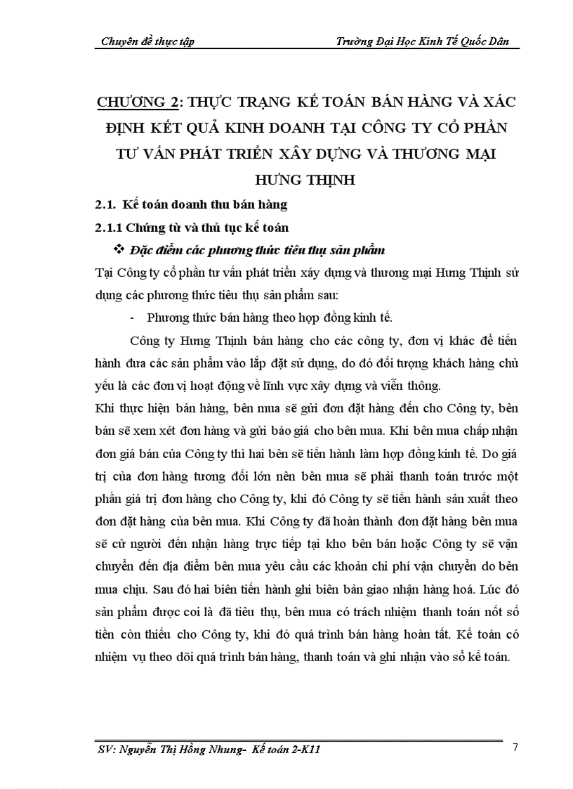 image for page Hoàn thiện kế toán bán hàng và xác định kết quả kinh doanh tại Công ty cổ phần tư vấn phát triển xây dựng và thương mại Hưng Thịnh