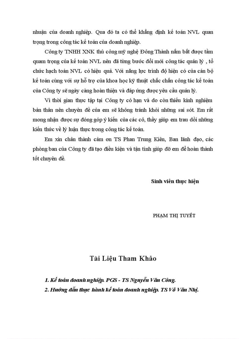 image for page Kế toán nguyên vật liệu tại Công ty TNHH XNK thủ công mỹ nghệ Đông Thành