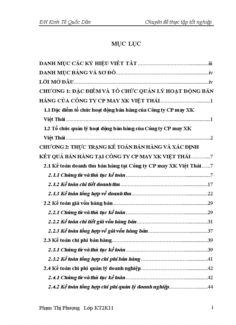 image for page Hoàn thiện kế toán bán hàng và xác định kết quả bán hàng tại công ty cổ phần may xuất khẩu Việt Thái