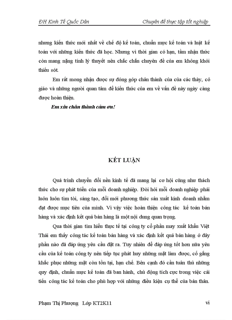 image for page Hoàn thiện kế toán bán hàng và xác định kết quả bán hàng tại công ty cổ phần may xuất khẩu Việt Thái