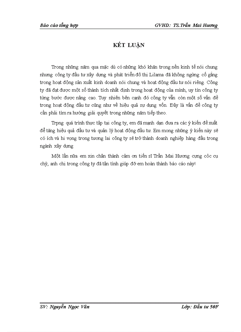 image for page Thực trạng các hoạt động đầu tư của Công ty cổ phần đầu tư xây dựng và phát triển đô thị Lilama