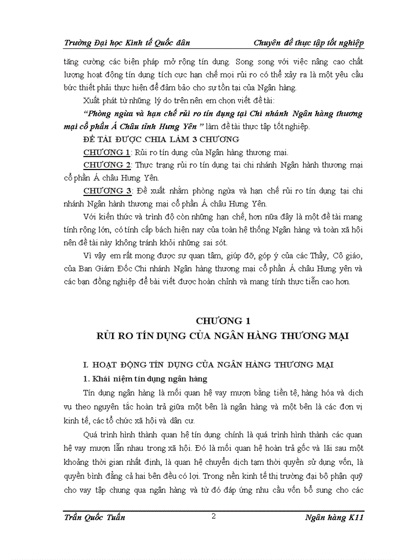 image for page Phòng ngừa và hạn chế rủi ro tín dụng tại Chi nhánh Ngân hàng thương mại cổ phần Á Châu tỉnh Hưng Yên 1