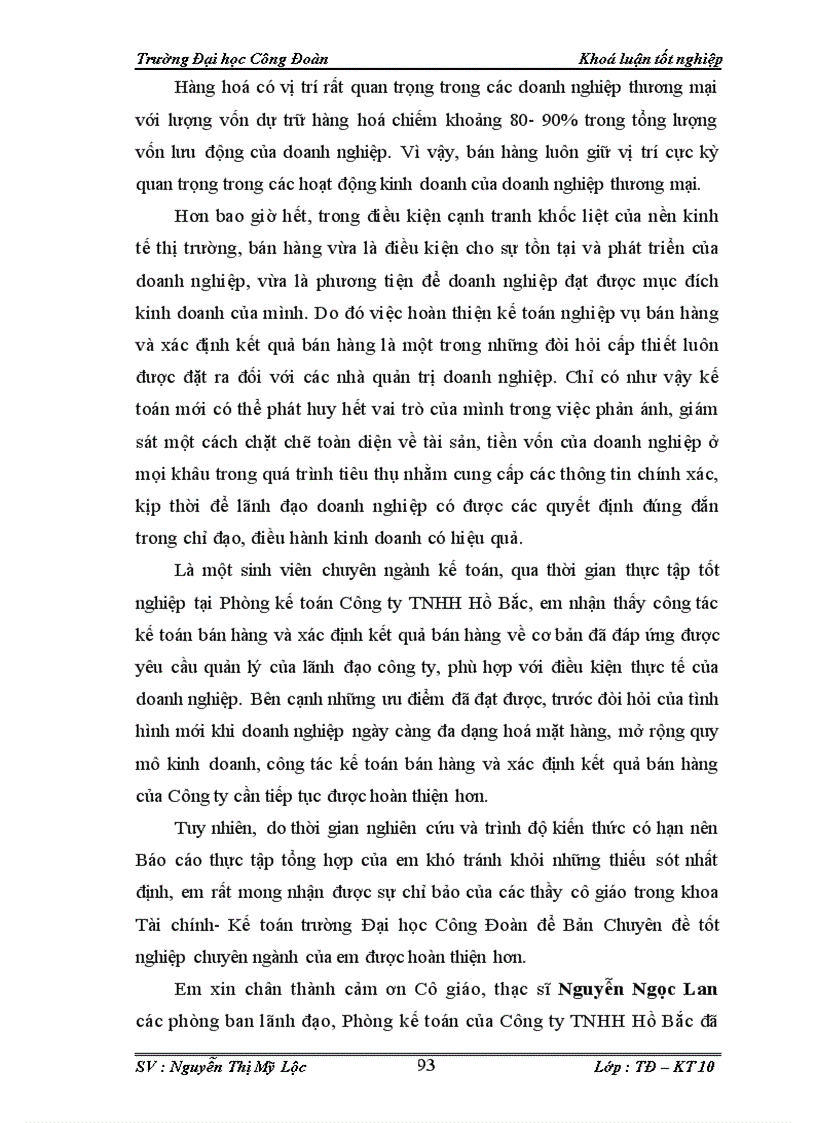 image for page Tổ chức kế toán bán hàng và xác định kết quả bán hàng tại Công ty TNHH Hồ Bắc