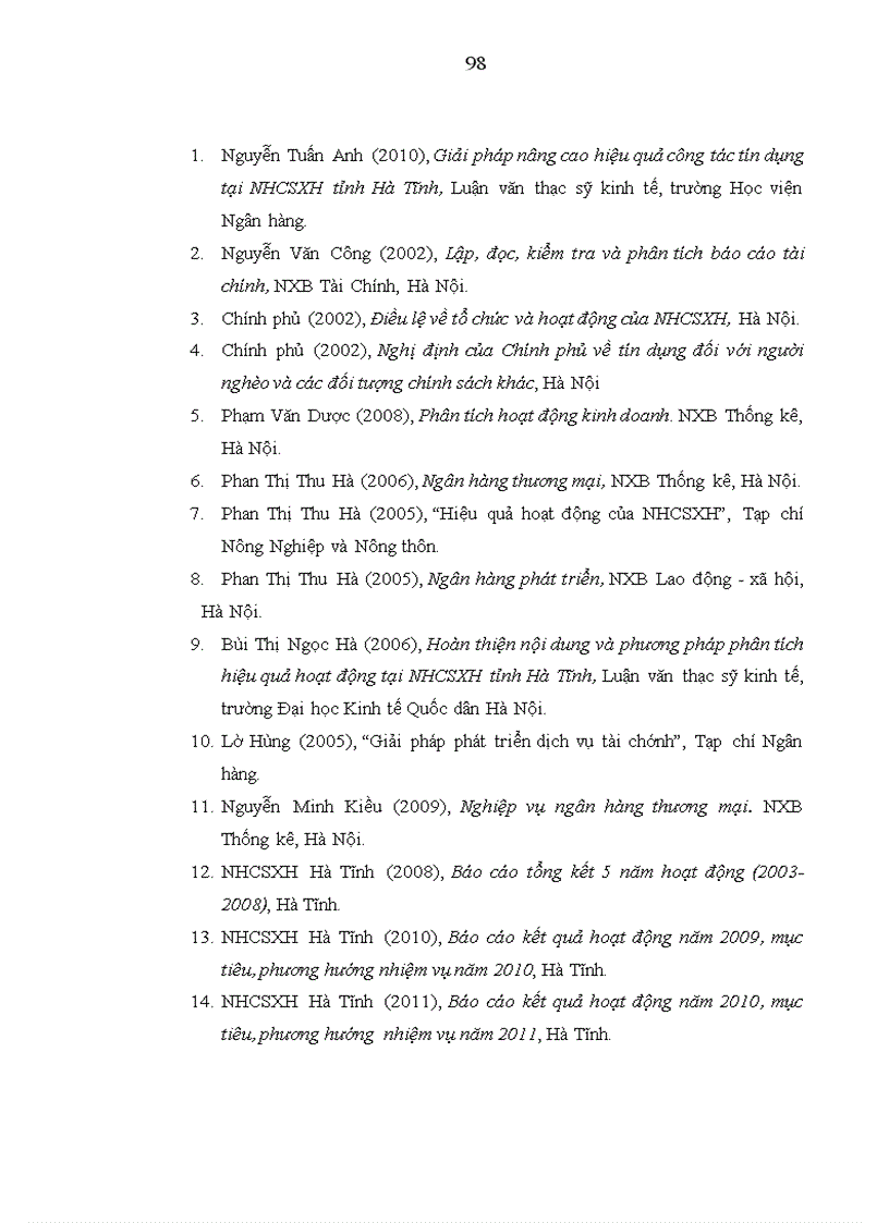 image for page Hoàn thiện phân tích năng lực và hiệu quả hoạt động tại Ngân hàng Chính sách xã hội Hà Tĩnh