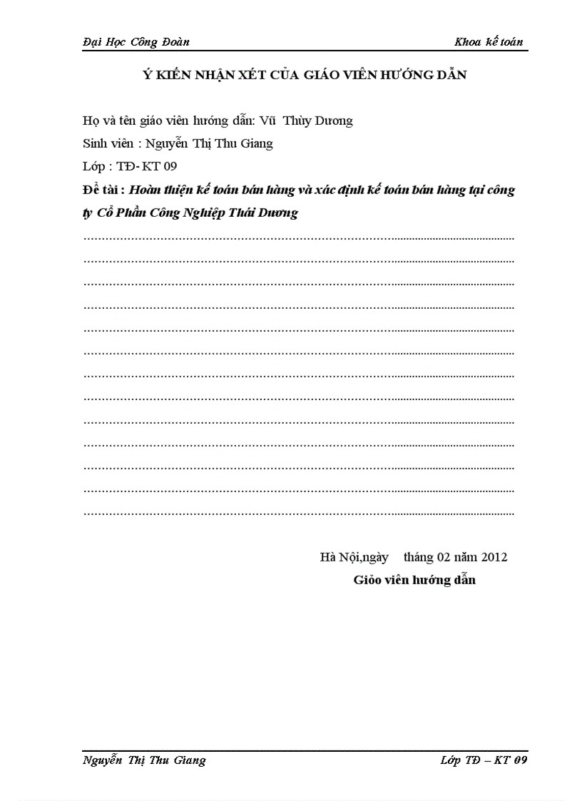 image for page Hoàn thiện kế toán bán hàng và xác định kết quả bán hàng ở công ty Cổ Phần Công Nghiệp Thái Dương