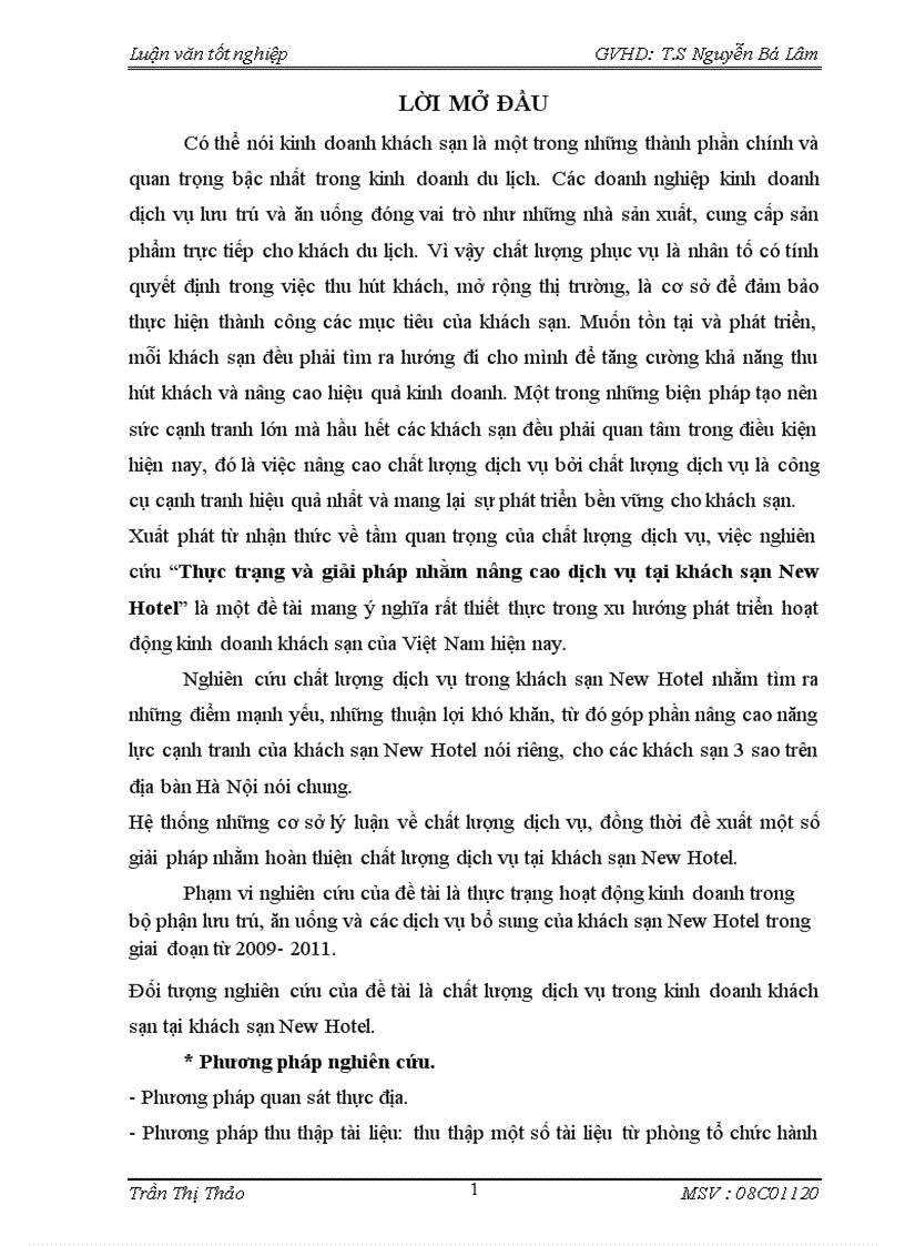 image for page Thực trạng và giải pháp nhằm nâng cao dịch vụ tại khách sạn New Hotel