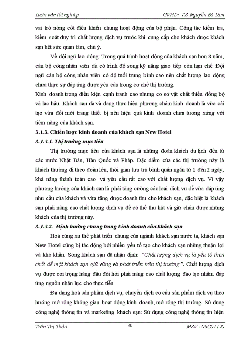 image for page Thực trạng và giải pháp nhằm nâng cao dịch vụ tại khách sạn New Hotel