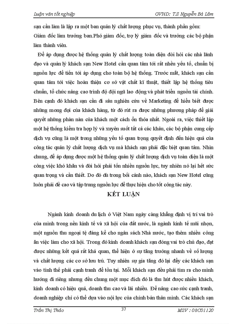 image for page Thực trạng và giải pháp nhằm nâng cao dịch vụ tại khách sạn New Hotel