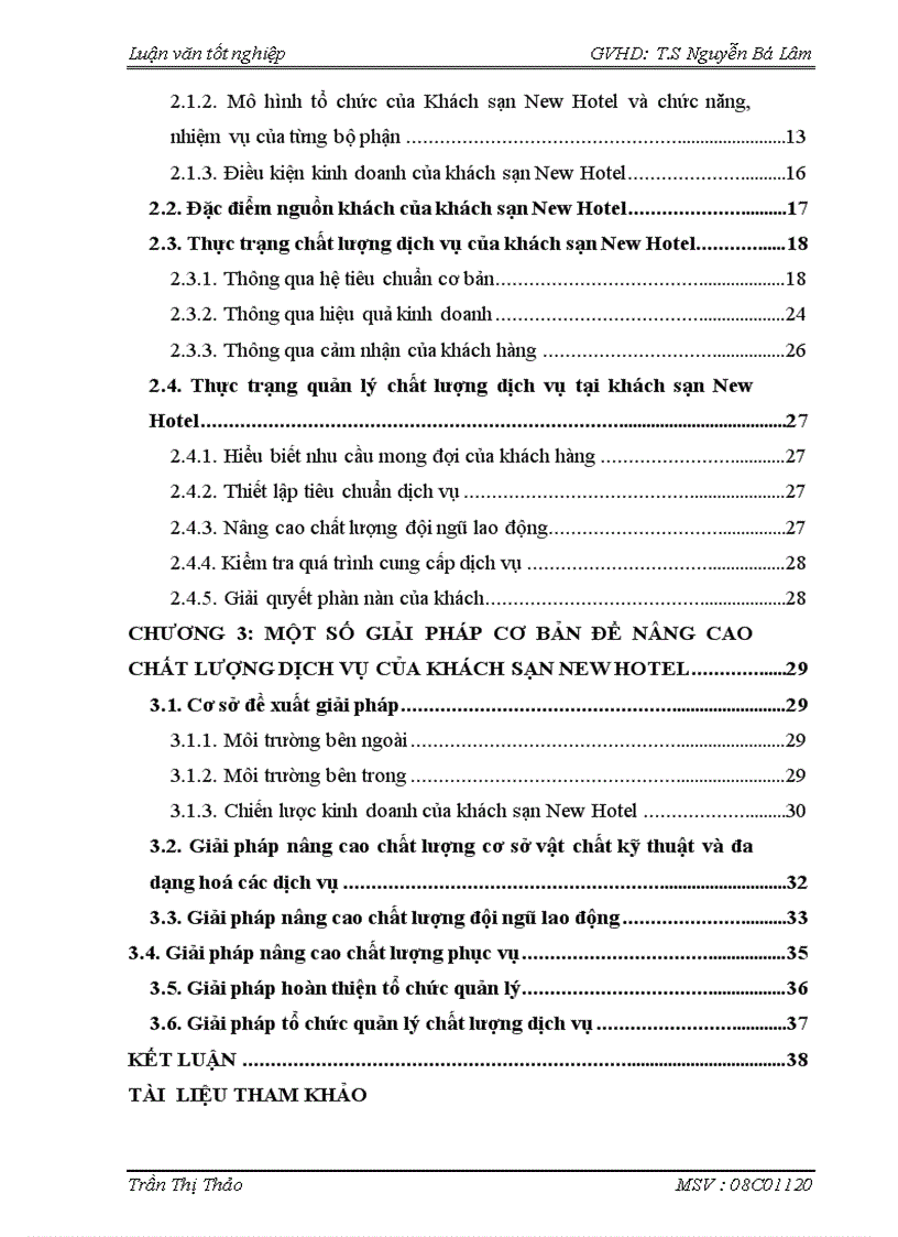 image for page Thực trạng và giải pháp nhằm nâng cao dịch vụ tại khách sạn New Hotel