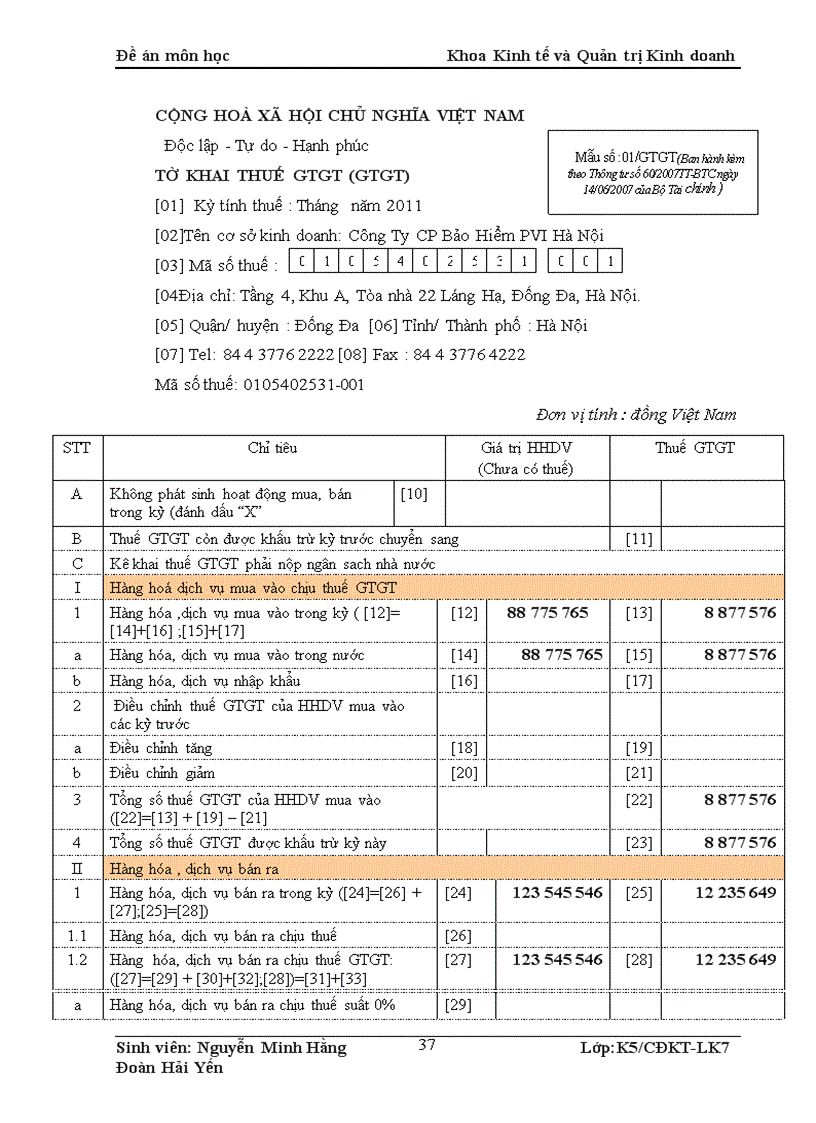 image for page Tổ chức công tác kế toán thuế GTGT tại Công ty Bảo hiểm PVI Hà Nội