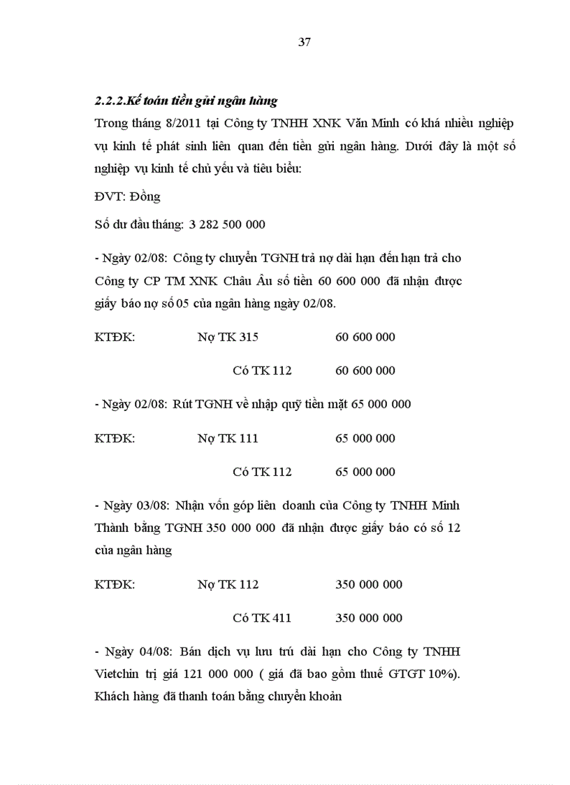 image for page Kế toán vốn bằng tiền tại Công ty TNHH XNK Văn Minh