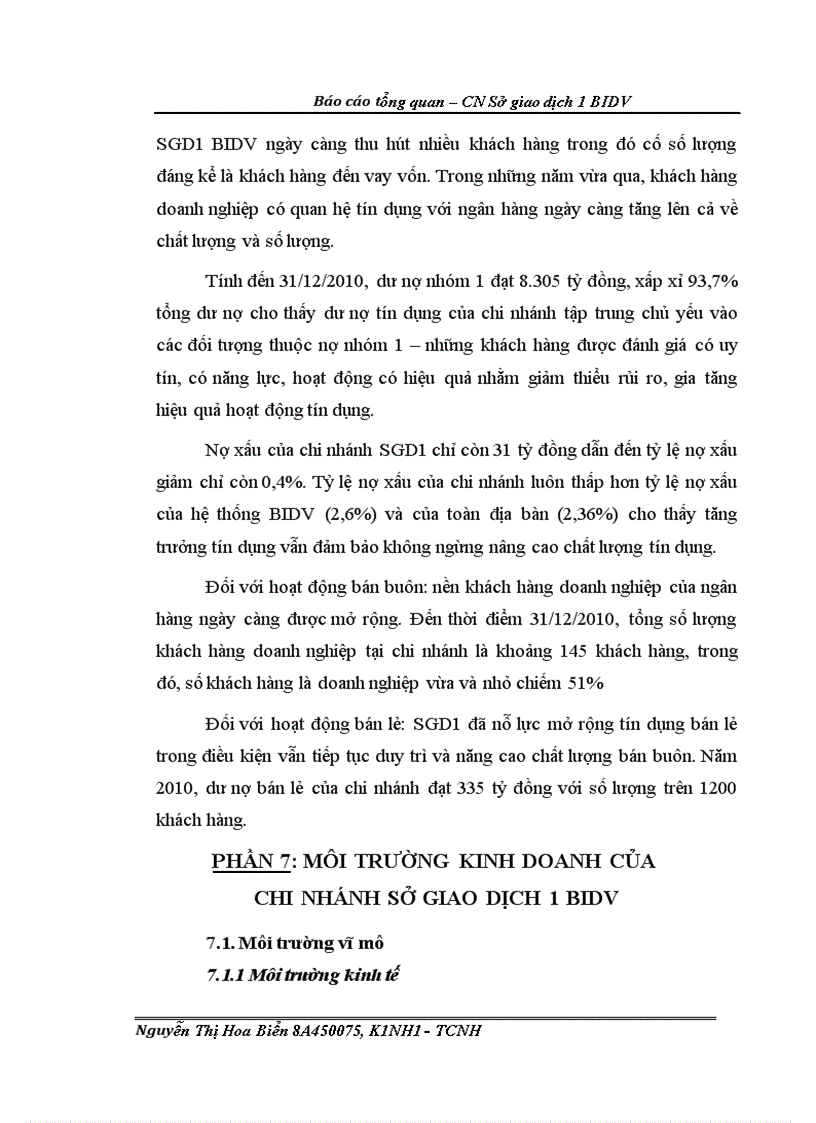 image for page Môi trường kinh doanh của chi nhánh Sở giao dịch 1 BIDV