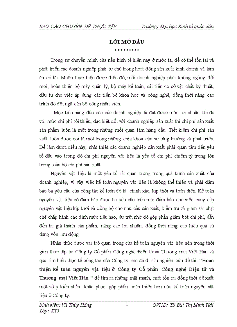 image for page Hoàn thiện kế toán nguyên vật liệu ở Công ty Cổ phần Công nghệ Điện tử và Thương mại Việt Hàn