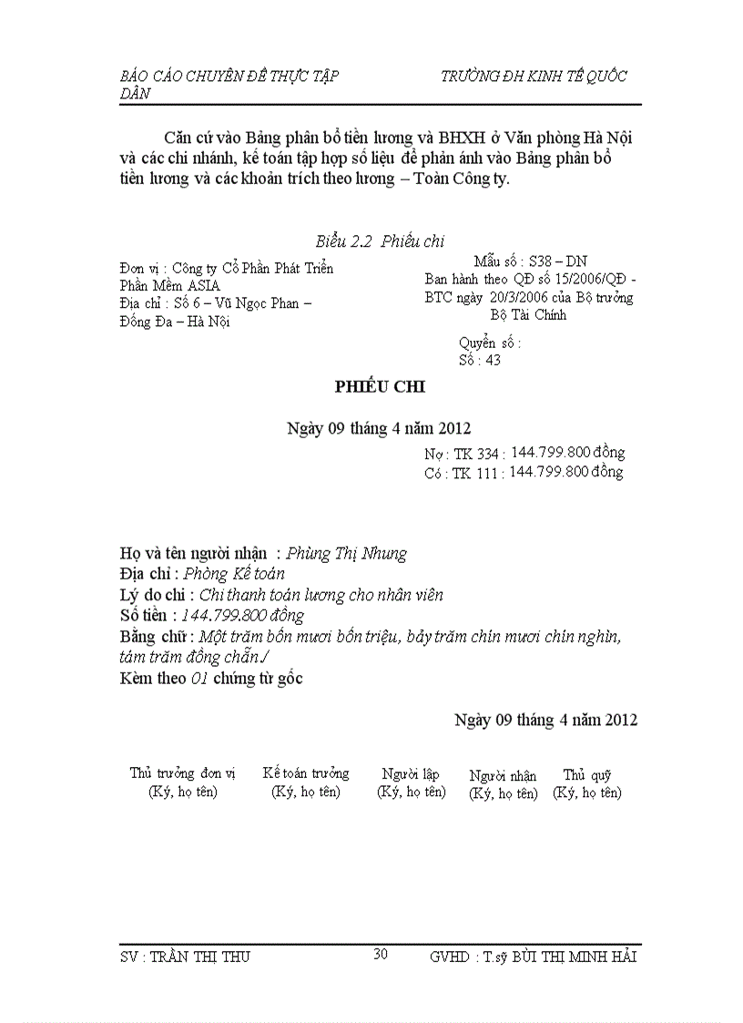image for page Hoàn thiện kế toán tiền lương và các khoản trích theo lương tại Công ty Cổ phần Phát triển Phần mềm ASIA
