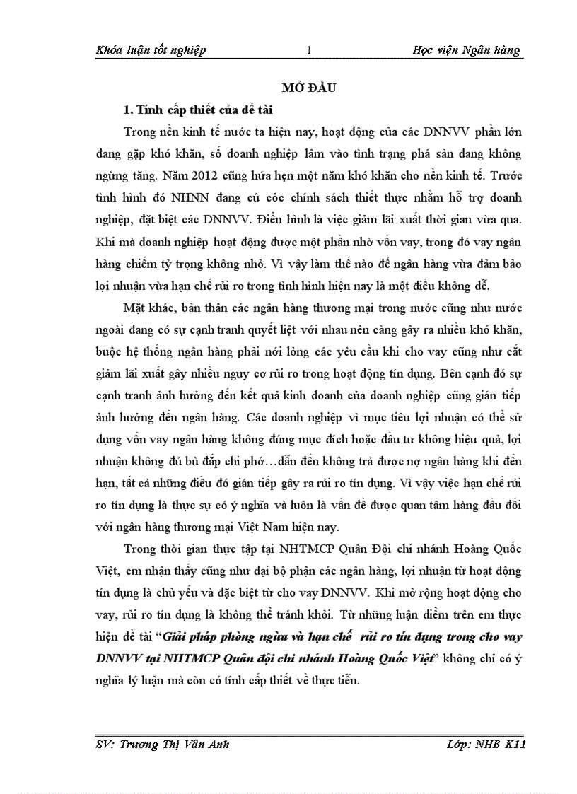 image for page Giải pháp phòng ngừa và hạn chế rủi ro tín dụng trong cho vay DNNVV tại NHTMCP Quân đội chi nhánh Hoàng Quốc Việt