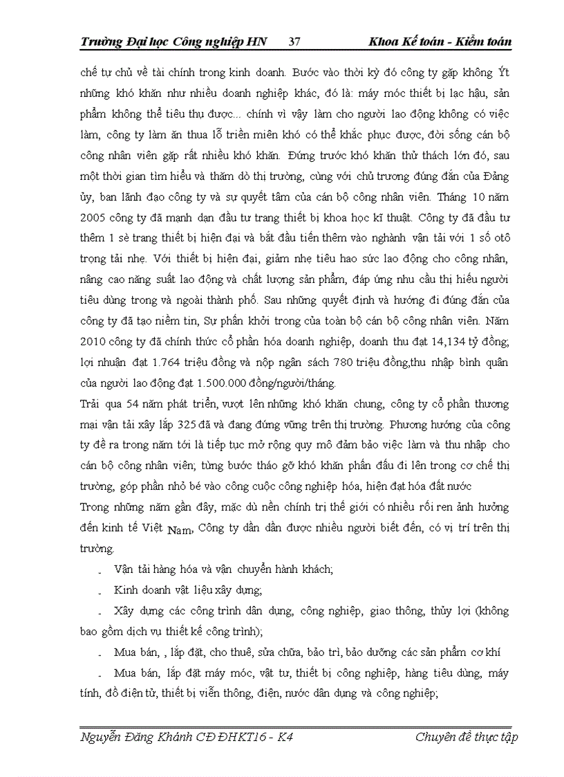 image for page Hoàn thiện kế toán bán hàng và xác định kết quả kinh doanh trong công ty Cổ phần thương mại vận tải xây lắp 325