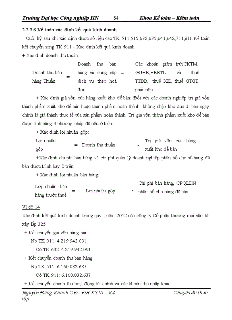 image for page Hoàn thiện kế toán bán hàng và xác định kết quả kinh doanh trong công ty Cổ phần thương mại vận tải xây lắp 325