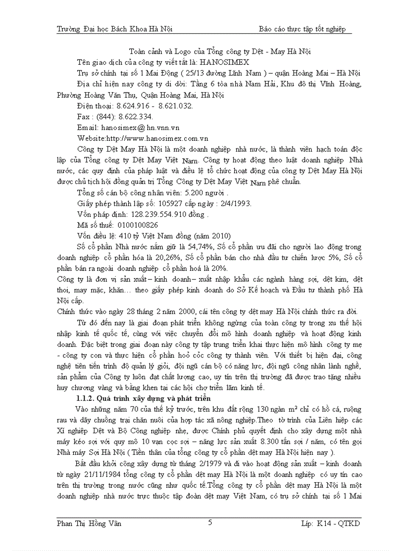 image for page Báo cáo thực tập tốt nghiệp tại Công ty Cổ Phần Dệt may Hà Nội