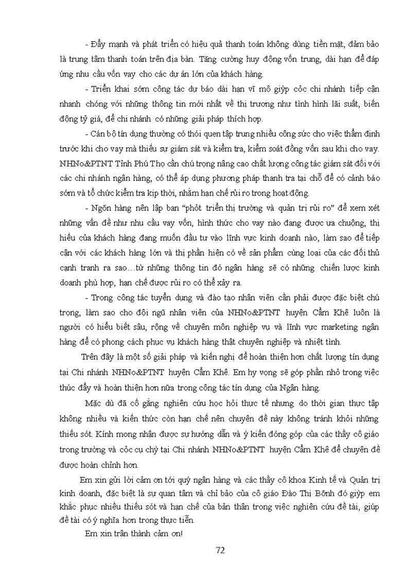 image for page Một số giải pháp nhằm nâng cao hiệu quả tín dụng tại Chi nhánh NHNo PTNT huyện Cẩm Khê Chi nhánh NHNO PTNT tỉnh Phú Thọ