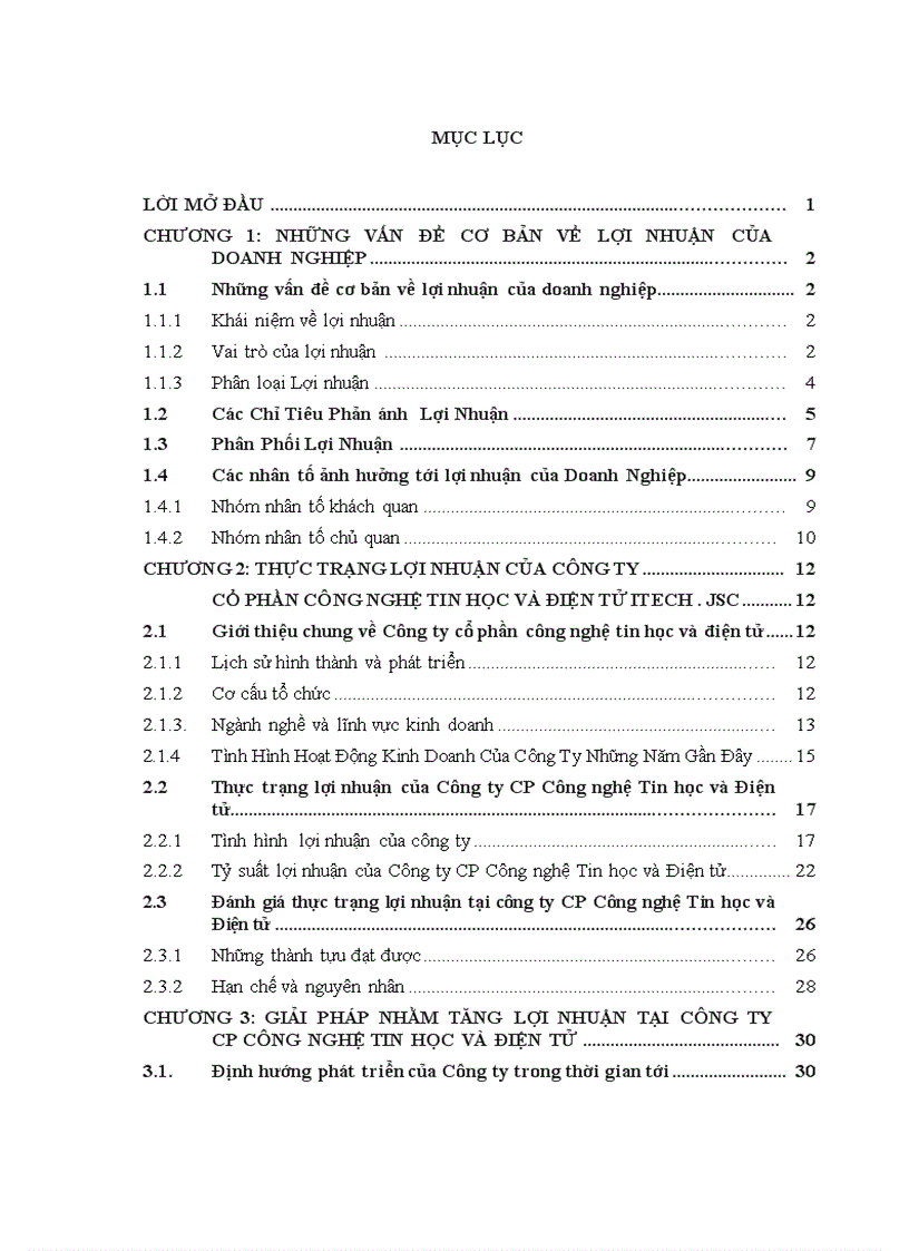 Giải pháp tăng lợi nhuận tại Công ty Cổ phần Công nghệ Tin học và Điện tử 1