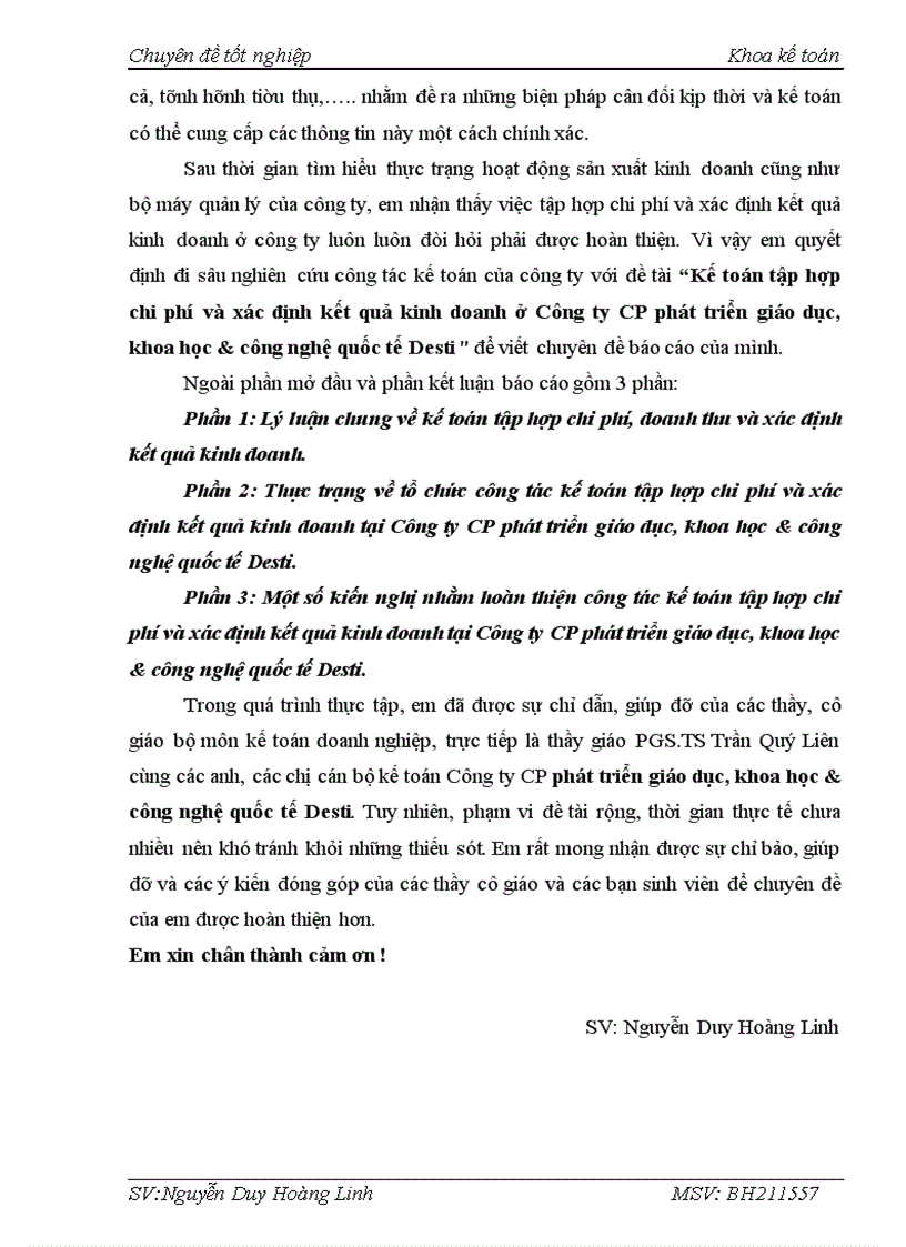 image for page Kế toán tập hợp chi phí và xác định kết quả kinh doanh ở Công ty CP phát triển giáo dục khoa học công nghệ quốc tế Desti
