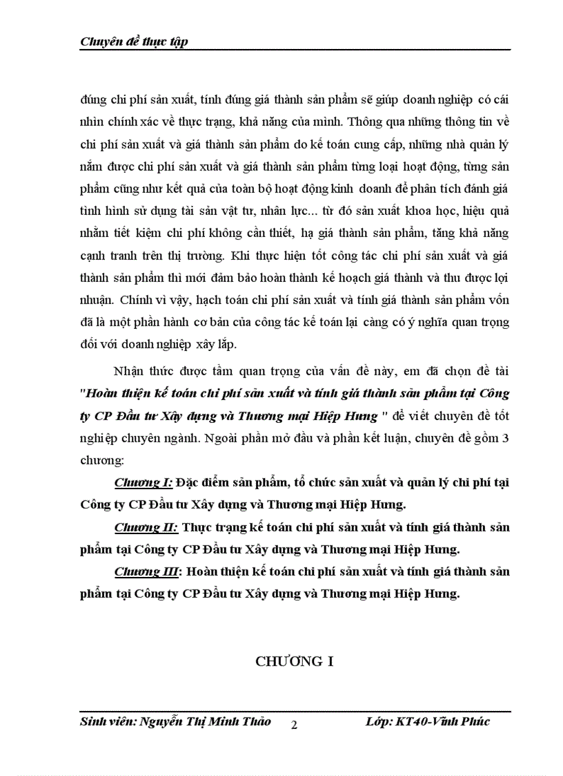 image for page Hoàn thiện kế toán chi phí sản xuất và tính giá thành sản phẩm tại Công ty CP Đầu tư Xây dựng và Thương mại Hiệp Hưng