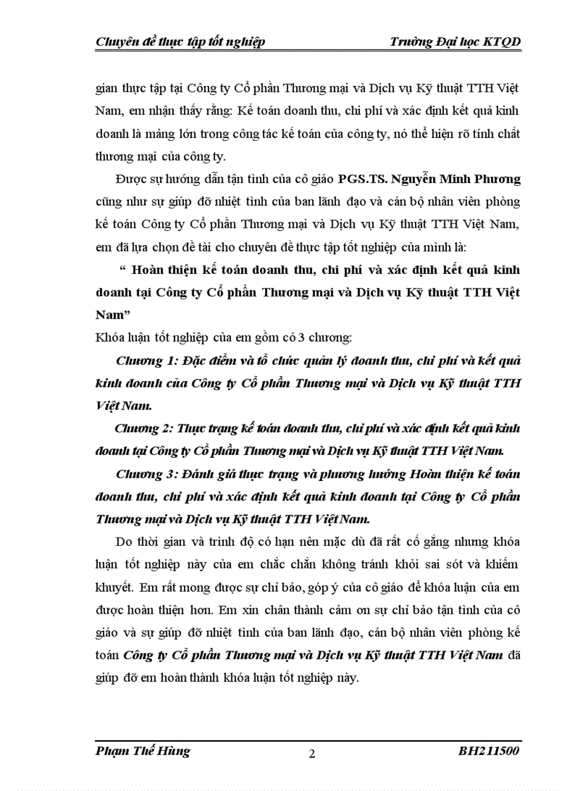 image for page Hoàn thiện kế toán doanh thu chi phí và xác định kết quả kinh doanh tại Công ty Cổ phần Thương mại và Dịch vụ Kỹ thuật TTH Việt Nam